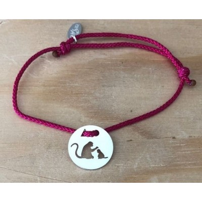 Bracelet femme argent, Token's Singe, Cordon couleur au choix